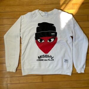 MISBHV Comme des Filles White Graphic Crewneck Sweatshirt Mens Medium Streetwear
